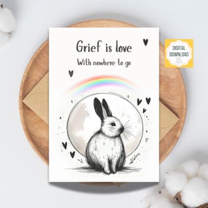 Printable Bunny Sympathy Card, Bunny Loss Condolence Tribute, Animal Lover Memorial Gift, Pet Bereavement Thoughts