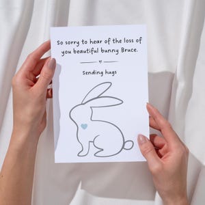 Tarjeta de condolencias por la pérdida de un conejo, tarjeta de condolencias imprimible para dueños de mascotas, nota de duelo por la pérdida de una mascota, mensaje de duelo personalizable