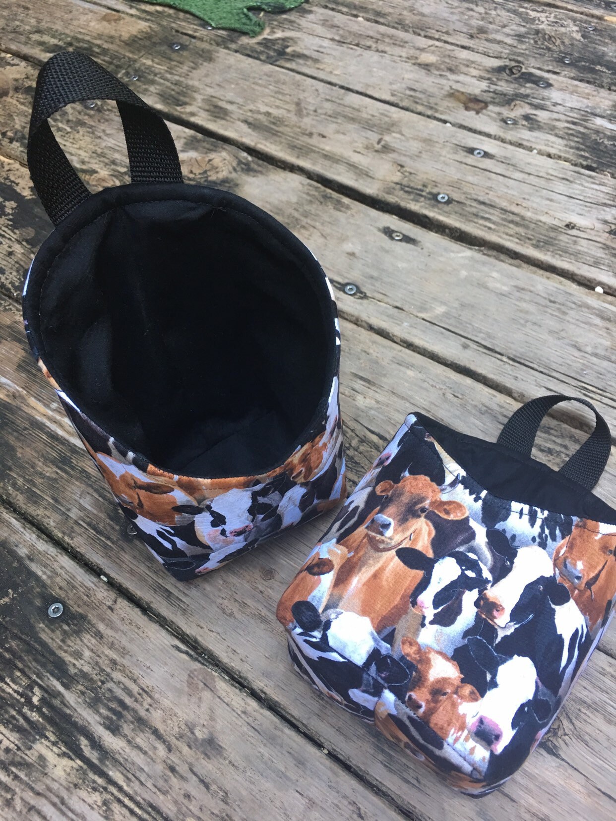 Hanging basket, fabric basket, gift basket, hanging basket with cows