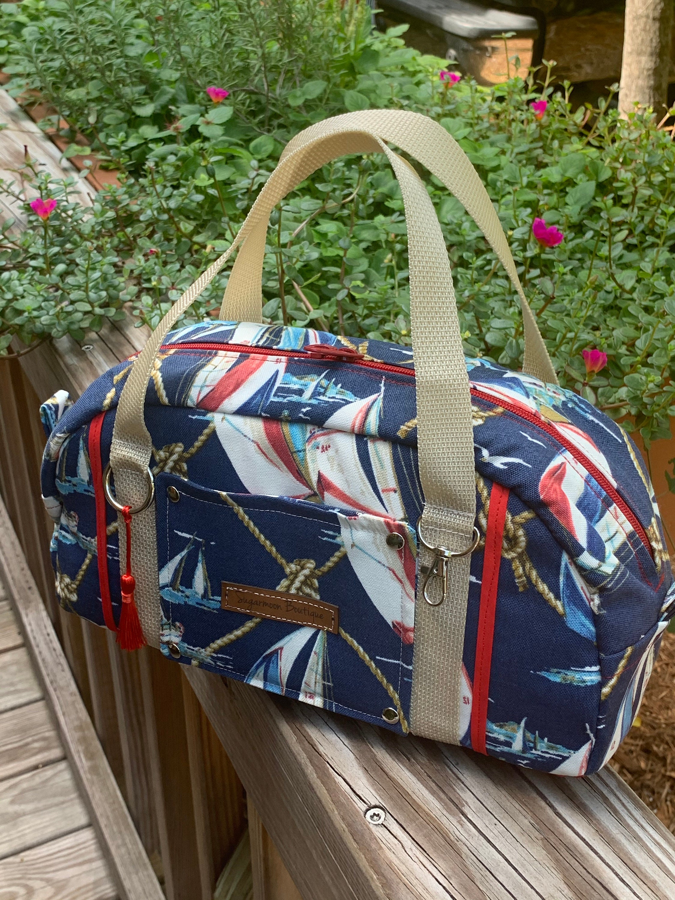 Mini Duffle Bag, Toiletry Case, Sailboat Print Duffle Bag, Camera Case