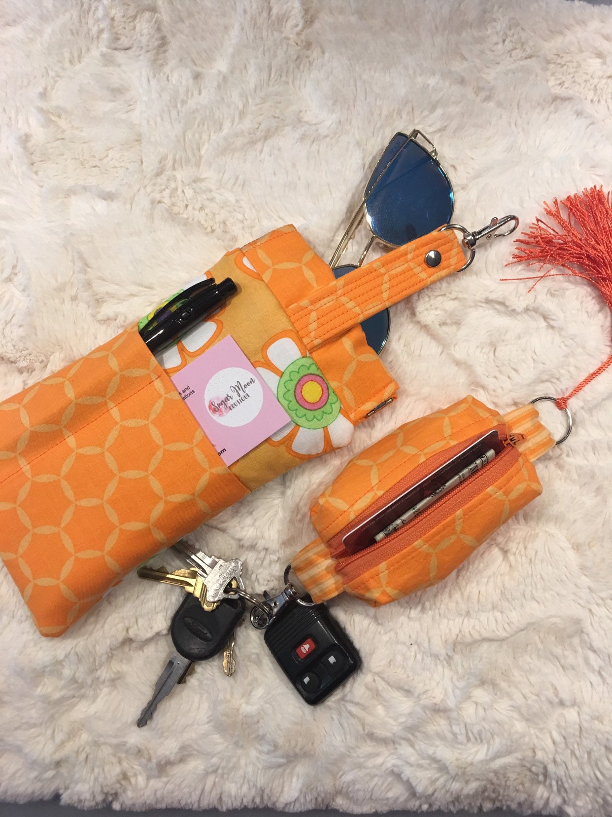 Sunglass case, keychain wallet, coin purse, ID wallet, student gift