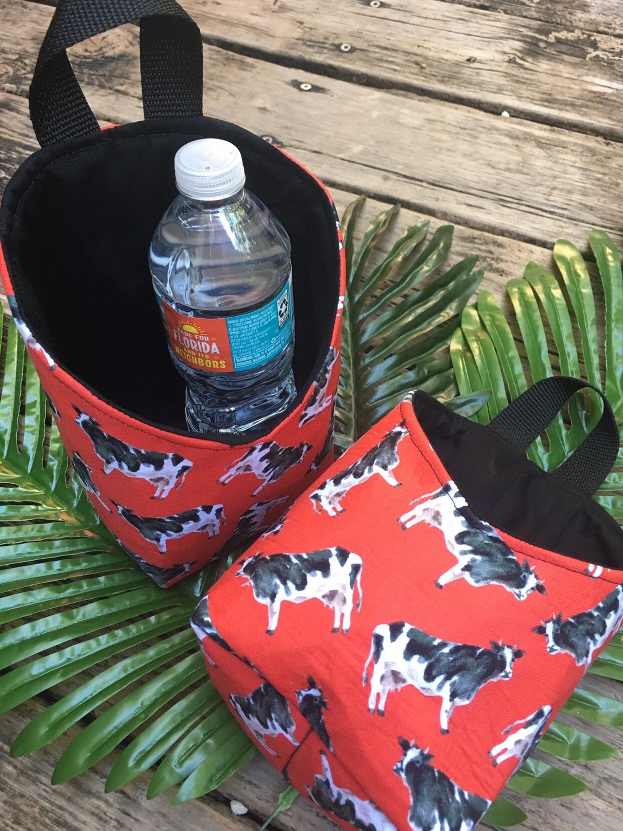Hanging basket, fabric basket, gift basket, hanging basket with cows
