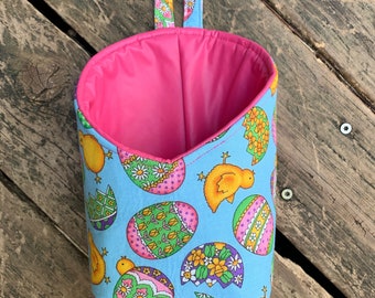 Fabric hanging basket, easter basket, storage basket, kitchen decor, gift basket, nursery decor, Easter egg basket