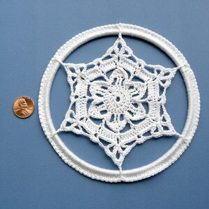 Crochet Christmas Ornament Large Framed Snowflake image 3