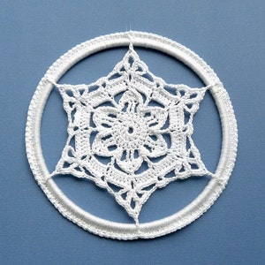 Crochet Christmas Ornament Large Framed Snowflake image 1