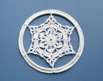 Crochet Christmas Ornament -- Large Framed Snowflake