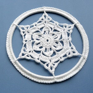 Crochet Christmas Ornament Large Framed Snowflake image 4