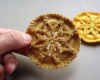 Crochet Ornament -- Gold Star Flower Medallion