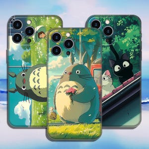 Coque anime Totoro, Hayao Miyazaki style Pocket Monsters, Kiki, pour iPhone iPhone 16 Pro/15 14 13 12 11pro téléphone S24Ultra coque anime