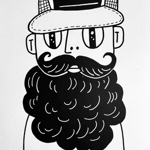 Oryginalne ilustracje artystyczne na drukowanych pocztówkach! So Beardy!