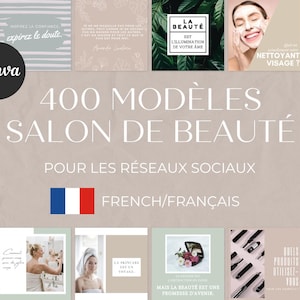 400 Beauty Salon Templates in French | Canva Templates for Social Media (Facebook and Instagram)
