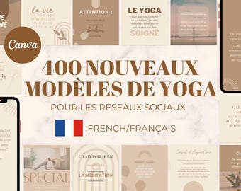 400 Yoga Vorlagen in Französisch | Canva Wellness und Meditation Vorlagen für für Social Media (Instagram und Facebook)