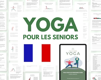 Guía de yoga para personas mayores - Guía en PDF en francés / Programa de yoga de 28 días para adultos mayores / Ejercicios, posturas, rutina y relajación / Imprimible