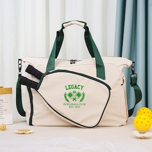 Borsa da pickleball personalizzata, borsone ricamato, borsa sportiva con monogramma personalizzato, organizer per attrezzatura da pickleball, regalo per club di pickleball, borsa per racchetta