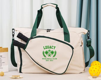 Personalized Pickleball Bag, Embroidered Duffle, Custom Monogram Sports Tote, Pickleball Gear Organizer, Pickleball Club Gift, Paddle Bag