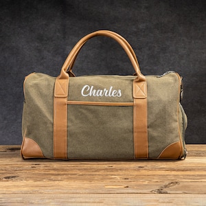 Personalisierte bestickte Weekender Tasche mit Namen,Segeltuch Wochenendtasche für Mann,Trauzeugen Geschenke,Tasche Monogramm Reisetasche,Trauzeugen Taschen,Geschenke für Ihn