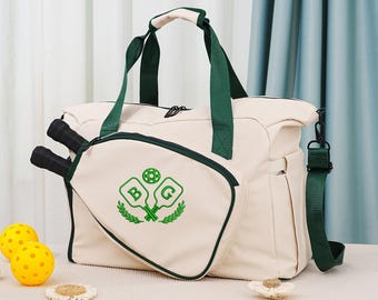Sac fourre-tout brodé au pickleball, sac de sport avec nom personnalisé avec poche pour palette, cadeau parfait pour les amateurs de sport, sac de pickleball personnalisé
