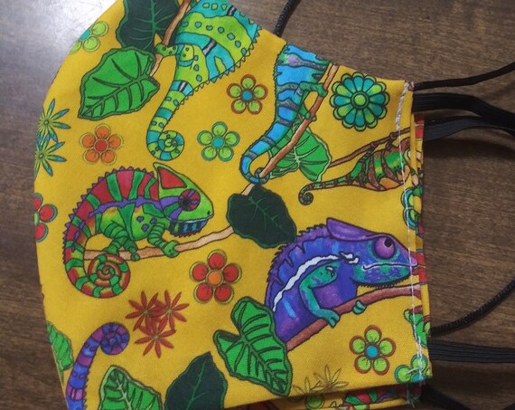 Face Mask, Double sided, Dust Face Mask, Cotton Fashion, Washable, reversible, chameleons, 3 sizes