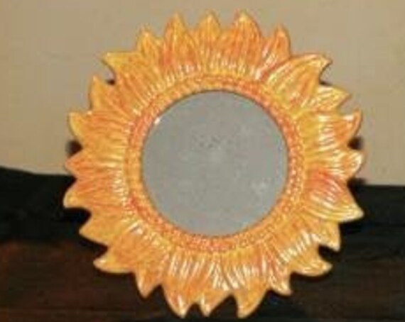 Sunflower Picture frame, Stand or hang, Ceramic Pottery,