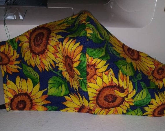 Face Mask, Adult, Double sided, Dust Face Mask,Cotton Fashion, Washable, reversible sunflower and bird houses