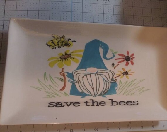 Platter, Ceramic Pottery, save the bees