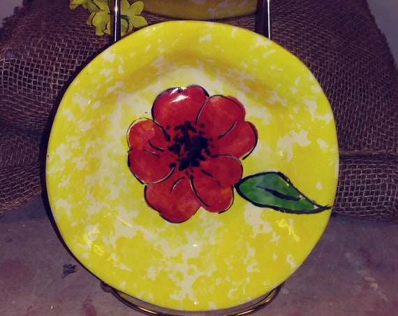 Stack bowls, small bowls, salad bowls, set of 4, hand painted poppies