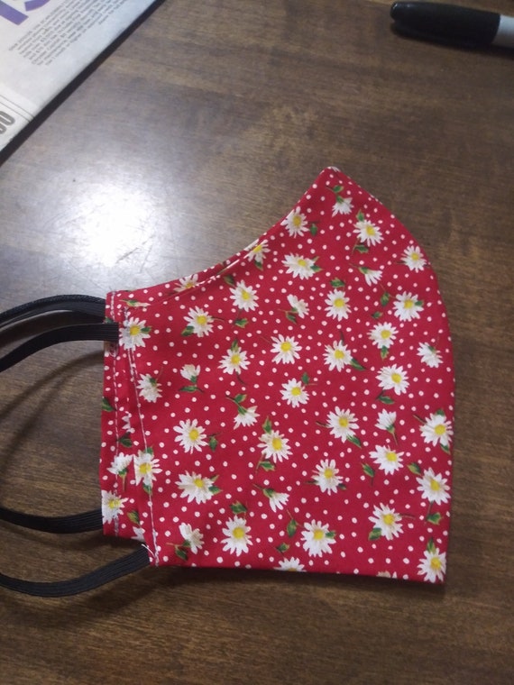 Face Mask, Double sided, Dust Face Mask, Cotton Fashion, Washable, reversible, daisy, 3 sizes