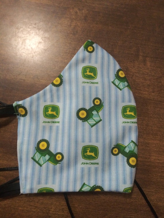 Face Mask, Double sided, Dust Face Mask, Cotton Fashion John Deere Tractors , Reversible, Washable, 3 sizes,