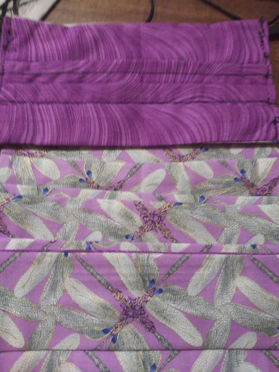 Face Mask, Double sided, Dust Face Mask, Cotton Fashion Dragonflies, Reversible, Washable, 3 sizes PLEATED