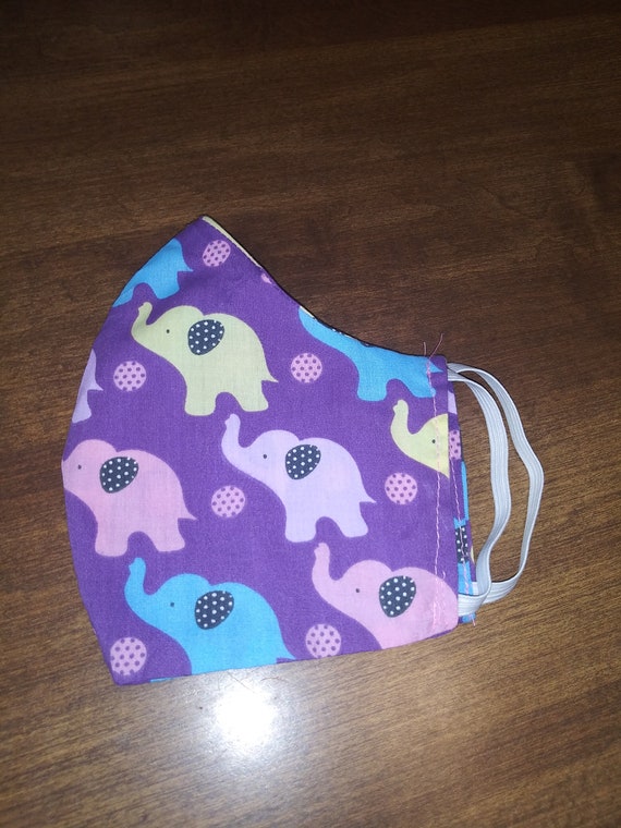 Face Mask, Double sided, Dust Face Mask,Cotton Fashion Elephants, Washable Reversible; 3 sizes