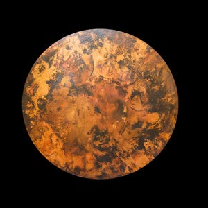 20 Gauge Round Copper Tabletop – Hand Hammered Rustic Patina – Side, Accent or Dining Tabletop
