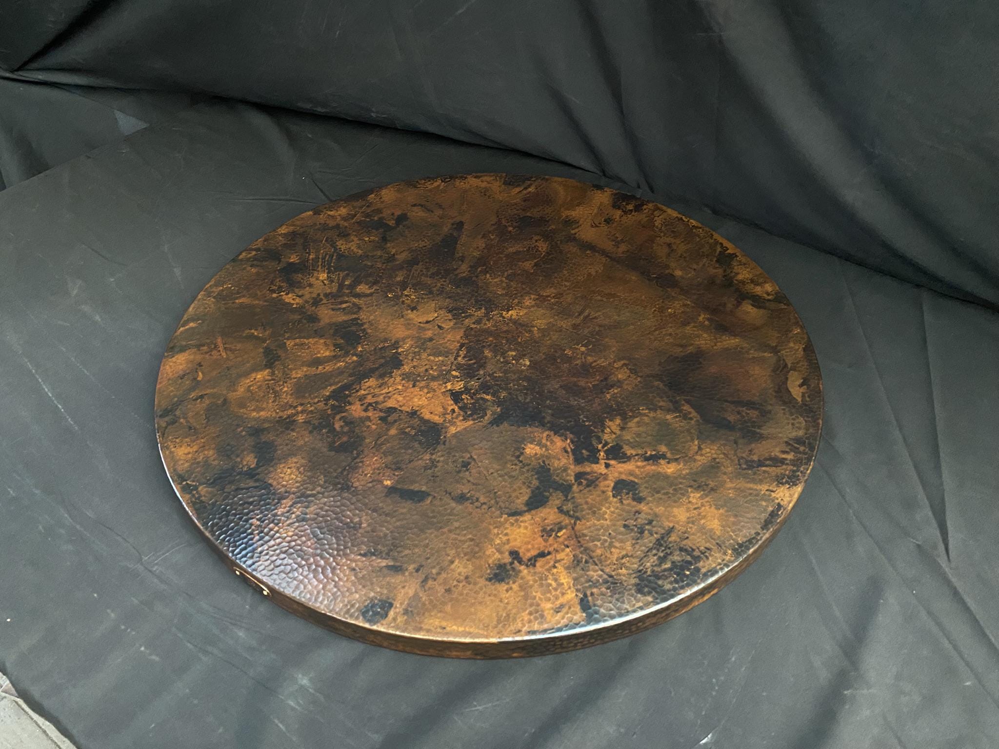 Copper Tabletop Round Hammered Copper Tabletop | Handmade Copper Dining Table | Custom ...