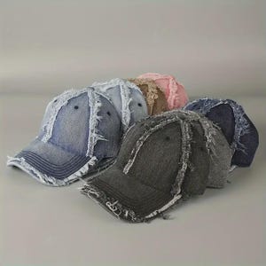 Funky gewassen denim baseballpet Katoen Zacht comfort, verstelbare vintage stijl effen eendenbekhoed voor mannen en vrouwen, ademende stof