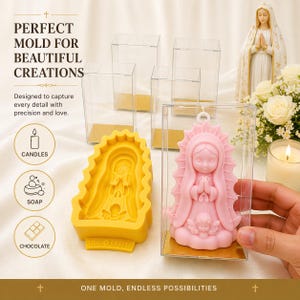 Set Molds Virgin Guadalupe  / 1 Virgin Mary + 5 crystal boxes / candle mold / soap mold
