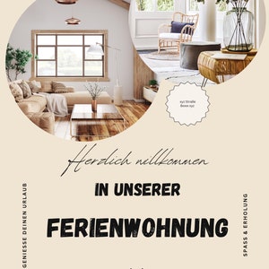 Digitale gastenlijst, aanpasbaar, vakantieappartement, Airbnb, boeking, Canva, inchecken, WiFi-sjabloon, gastheer, vakantie, huisregels