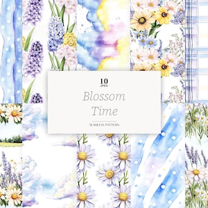 Frühling digitales Papier Frühling nahtloses Muster Frühlingsblumen Muster pastell Frühlingspapier Garten Frühlingsmuster hallo Frühling Tupfenmuster