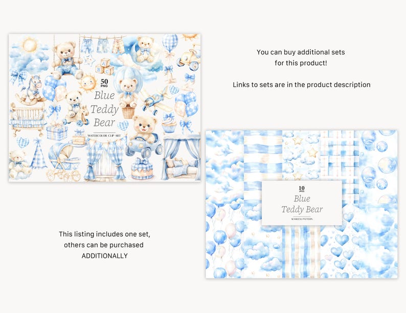 Blue Teddy Bear Clipart Baby Boy Shower PNG Birthday Bear Invite ...