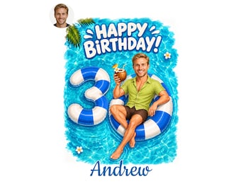 30th Birthday Caricature for Him, Custom Cartoon Portrait, Personalized Digital Gift, Funny Milestone Present