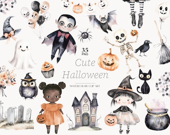 Pastel Halloween Clipart, Witch PNG Set (35 PNG)