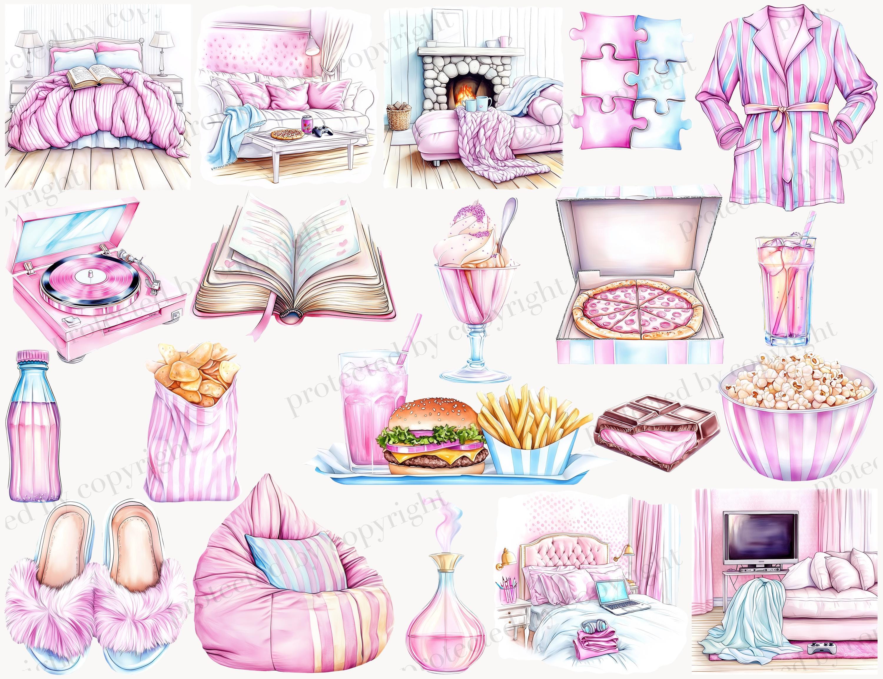Pajama Party Clipart Set: Cozy Sleepover Girls Illustrations (digital ...