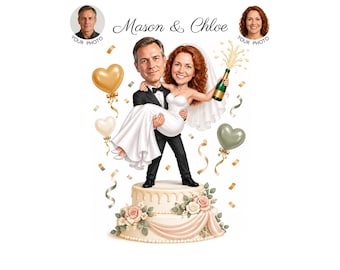 Anniversary Caricature from Photo — Personalized Couple Cartoon Portrait (Digital JPG • 1–3 Day)