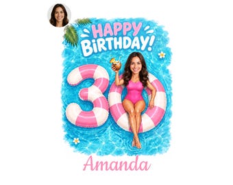 30th Birthday Caricature for Her, Custom Cartoon Portrait, Personalized Digital Gift, Funny Milestone Present