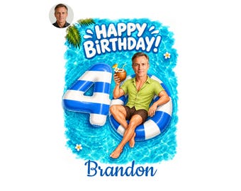 40th Birthday Caricature for Him, Custom Cartoon Portrait, Personalized Digital Gift, Funny Milestone Present