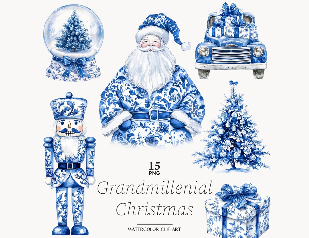 Grandmillenial Christmas Clipart Christmas Toile Png Chinoiserie ...