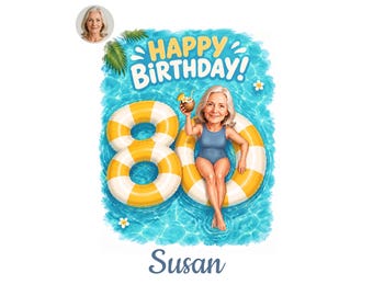80th Birthday Caricature for Her, Custom Cartoon Portrait, Personalized Digital Gift, Funny Milestone Present