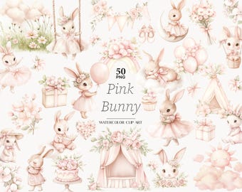 Coniglietto rosa clipart coniglietto ballerina PNG per baby shower per bambina invito di compleanno rosa