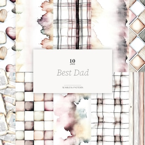 Vatertag Digital Paper Dad Muster Muster Beige Grau Karo Fliege Nahtlose männlich Hintergrund Junge Thema JPEG Papiere Digital Download