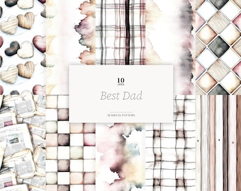 Father's Day Digital Paper: Plaid & Bow Tie Patterns (Digital Download)