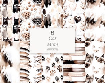 Cat Seamless Pattern Collection: Kitty, Paw Prints (Digital Paper)