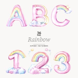 Regenbogen Alphabet Png für Einladung Baby Geburtstag Party rosa Alphabet Clipart rosa Regenbogen Baby Mädchen Geburtstag Clipart Instant Download